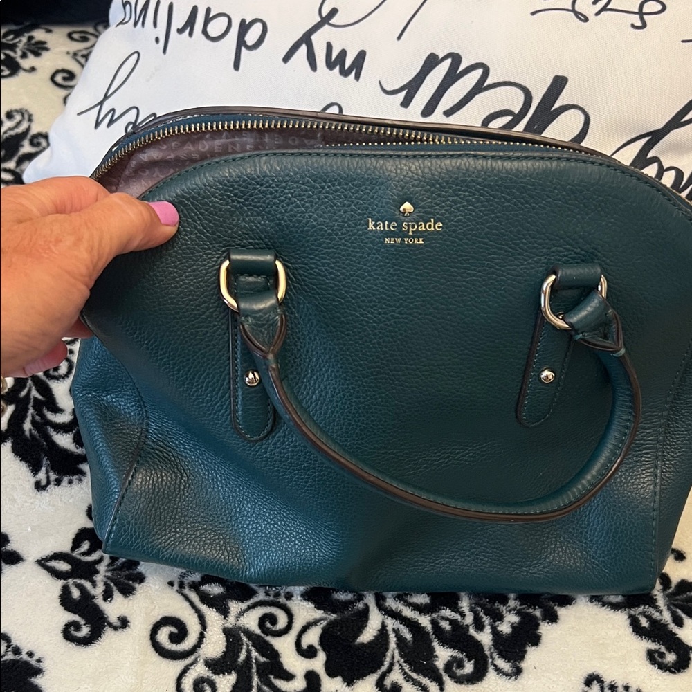 kate spade Teal Leather Satchel cross body purse bag